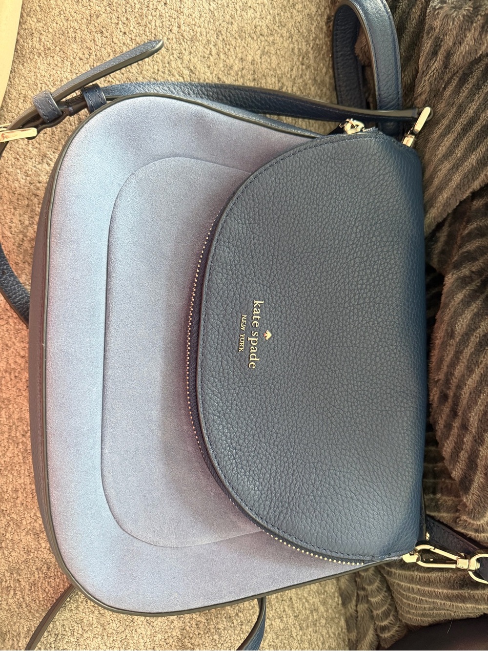 NWOT kate spade Navy Blue Pebbled Leather Crossbody Saddle Bag